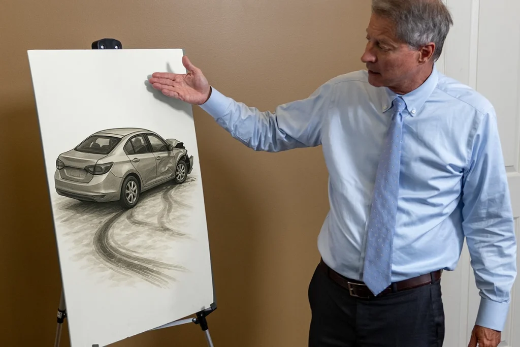 Lawyer tom mccutcheon discusses a dangerous road conditions exhibit.