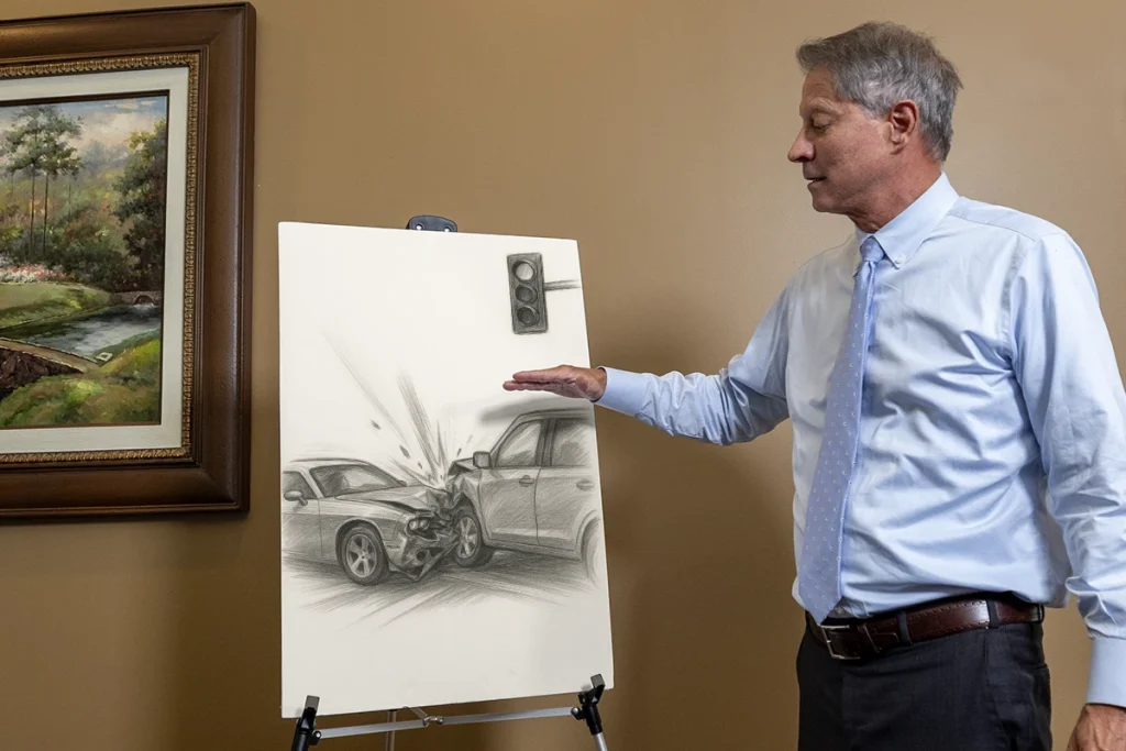 Lawyer tom mccutcheon presents a reckless driving exhibit illustrating excessive speed and lane changes.