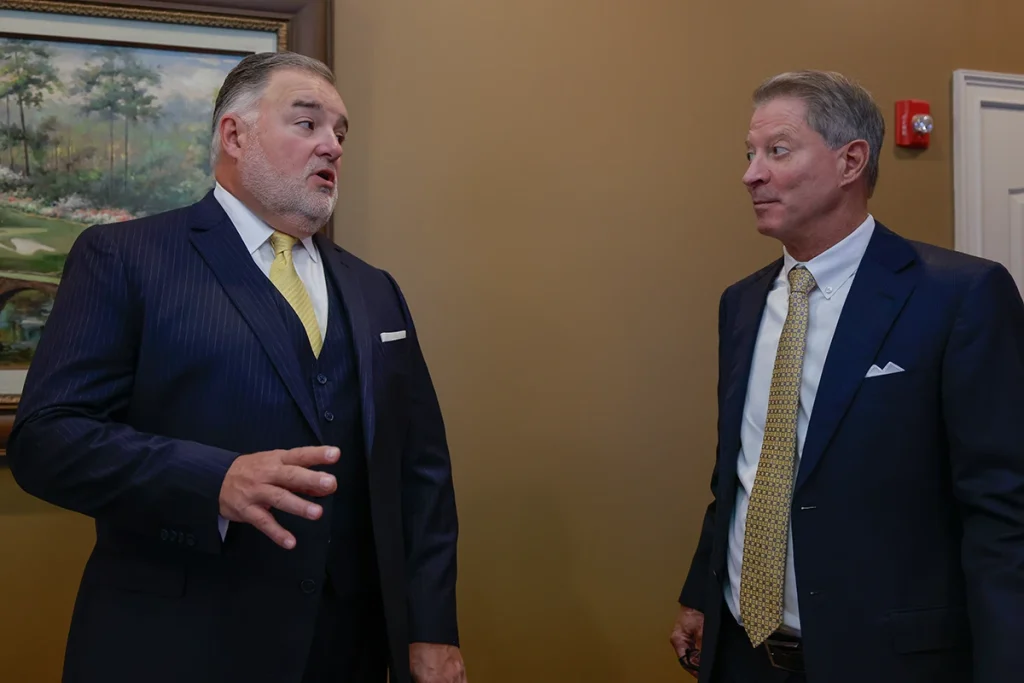 Tom mccutcheon and joel hamner analyze property records for a broken stair premises liability lawsuit.