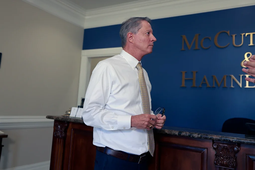 Tom mccutcheon and joel hamner prepare a case involving a pizza delivery driver collision.